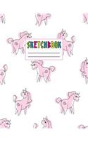 Sketcbook: Cute Unicorn Kawaii Sketch Book for Girls, Kids, Teens, Women (Perfect for Sketching, Drawing, Doodling, Journal, Note Pad, Birthday Party Favors)