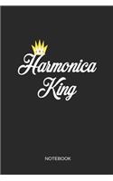 Harmonica King Notebook: Blank Lined Journal 6x9 - Harmonica Mouth Organ Music Instrument Gift for Musicians