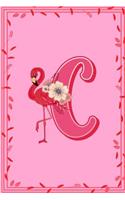 C: Letter C Monogram Pink Flamingo Floral Notebook & Journal