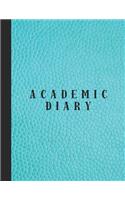 Academic diary: Large page per week academic organizer planner for all your educational organisation - Turquoise leather effect cover design