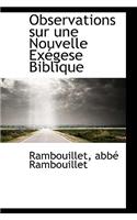 Observations sur une Nouvelle Exégese Biblique