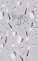 Recipes: Blank Recipe Book to Record Family Recipes, Cookery Notebook, Meal Organizer, Template - Gifts for Food Lovers, Chefs, Cooks, Cooking - Grey & Blue