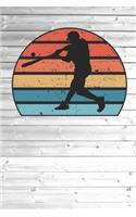 Baseball Player Athlete Silhouette Image On A Retro Vintage 70s Distressed Sunset Journal