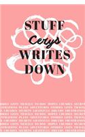 Stuff Cerys Writes Down: Personalized Journal / Notebook (6 x 9 inch) with 110 wide ruled pages inside [Soft Coral]