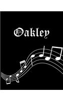 Oakley: Sheet Music Note Manuscript Notebook Paper - Personalized Custom First Name Cover - Musician Composer Instrument Composition Book - 12 Staves a Page