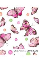 Daily Planner for 2019-2020: One Year Graph Paper Journal, Pink Butterflies