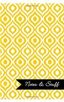 Notes & Stuff Lined Notebook With Sunflower Yellow Ikat Pattern Cover