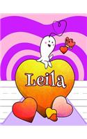Leila: Personalized Book with Child's Name, Primary Writing Tablet, 65 Sheets of Practice Paper, 1" Ruling, Preschool, Kindergarten, 1st Grade, 8 1/2" x 11
