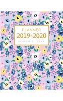 Planner 2019-2020 Academic Year: 8x10 Weekly Monthly Notebook Organizer with Hourly Time Slots Cute Abstract Flower Design Pink