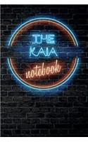 The KAIA Notebook: Vintage Blank Ruled Personalized & Custom Neon Sign Name Dotted Notebook Journal for Girls & Women. Wall Background. Funny Desk Accessories. Retro B