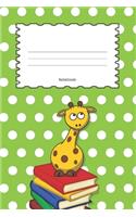 Notebook: Giraffe Light Green Polka Dot Cover Wide Ruled Line Paper For Children Kindergarten Preschool Key Stage 1 & 2 120 Pages Softcover