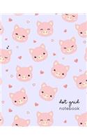 Dot Grid Notebook: Dotted Grid Journal - Large A4 8.5x11 inches - Cute Pink Pig Pattern