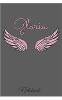 Gloria Notebook: A beautiful personalized angel wings soft cover notebook with 100 lined pages in 6x9 inch format. Personal Diary Personalized Journal Customized Jou
