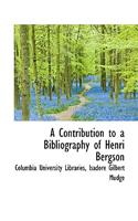 Contribution to a Bibliography of Henri Bergson