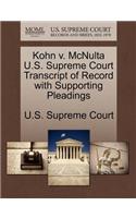 Kohn V. McNulta U.S. Supreme Court Transcript of Record with Supporting Pleadings