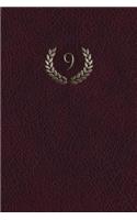 Monogram "9" Blank Book: 150 Page Sketchbook Scrapbook Notebook