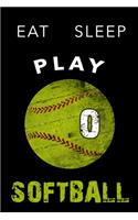 O Monogram Initial Softball Journal Eat Sleep Play Softball