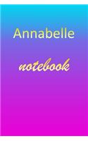 Annabelle: Blank Notebook - Wide Ruled Lined Paper Notepad - Writing Pad Practice Journal - Custom Personalized First Name Initial A Blue Purple Gold - Taking 