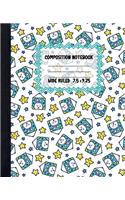 White Bunny Composition Notebook: Pretty Lined Paper Exercise Book for Kids - Wide Ruled Notebook for Schoolgirl - Unique Gift Idea with Cute Patterns