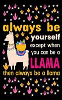 Always be yourself except when you can be a llama then always be a llama: A 121 page cute fitness journal for fitness lover, fitness planner for women, fitness planner for men & log book for fitness