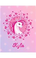 Kyla: Unicorn Sheet Music Note Manuscript Notebook Paper - Magical Horse Personalized Letter K Initial Custom First Name Cover - Musician Composer Instrum