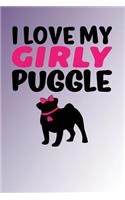 I Love My Girly Puggle: Purple Blend, Pink & Black Design, Blank College Ruled Line Paper Journal Notebook for Dog Moms and Their Families. (Dog Gender Reveal and Dog Dad 6