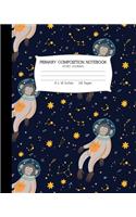 Primary Composition Notebook: Space Monkey Story Paper Journal: Grade K-2 Draw and Write Notebook