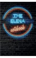 The ELENA Notebook: Vintage Blank Ruled Personalized & Custom Neon Sign Name Dotted Notebook Journal for Girls & Women. Wall Background. Funny Desk Accessories. Retro B