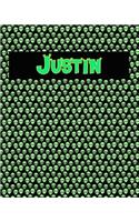 120 Page Handwriting Practice Book with Green Alien Cover Justin: Primary Grades Handwriting Book