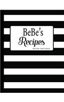 BeBe's Recipes Black Stripe Blank Cookbook