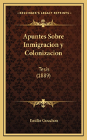 Apuntes Sobre Inmigracion y Colonizacion