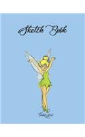 SketchBook: Disney Peter Pan Tinker Bell Neon Colors Clock Portrait Cute Theme Marble Size SketchBook Blank Pages Rule Unlined for Girls Teens Kids Journal for 