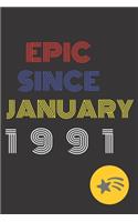 Gift Idea Epic Since 1991 Notebook Vintage Birthday Gift Idea