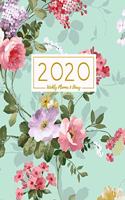 2020 Weekly Planner & Diary: Vintage Roses & Floral on Pretty Aqua Background - 8x10 2020 Calendar Year Organizer with To Do Lists, Monthly & Weekly View, A4 Size Desk Diary - J