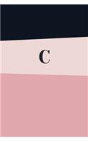 Monogram Initial C Notebook: Pink Geometric, Wide Ruled Notebook for Women, 120 Pages, 6x9 Inch