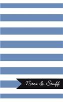 Notes & Stuff - Lined Notebook with Blue-Gray Striped Pattern Cover
