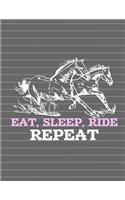 Horse - Eat Sleep Ride Repeat Notebook - 5x5 Quad Ruled