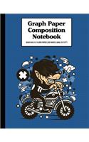 Graph Paper Composition Notebook Quad Rule 5x5 Grid Paper - 150 Sheets (Large, 8.5 x 11"): Wolf Motocross