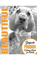 Beautiful Grayscale Puppies Adult Coloring Book