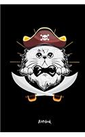 Notebook: Cute Kitten Pirate Hat Crossed Scimitar Cutlasses Adorable Cat Cover Kids Children For School Book 6x9 Dotted