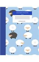 Wide Ruled Sheep Notebook Composition Book: Cute Novelty Gift for Girls Teens & Kids. 8" x 10" 120 Pages. Fluffy Sheep Blue Cover