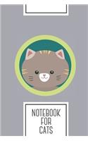 Notebook for Cats: Lined Journal with Cute tiger kitty with green circle Design - Cool Gift for a friend or family who loves feline presents! - 6x9" - 180 White lined 