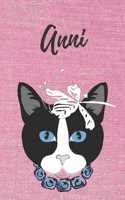 Anni Katzen-Malbuch / Notizbuch / Tagebuch: Individuelles personalisiertes blanko Mädchen & Frauen Namen Notizbuch, blanko DIN A5 Seiten. Ideal als Uni ... Weihnachts & Geburtstags Geschenk fü