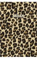 Milah: Personalized Notebook - Leopard Print (Animal Pattern). Blank College Ruled (Lined) Journal for Notes, Journaling, Diary Writing. Wildlife Theme Des