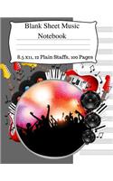 Blank Sheet Music Notebook: Music Manuscript Notebook, Staff Music Notebook, Blank Sheet Music Paper, Staff Paper Notebook for Writing Lyrics and Composing Music. 12 Large Stav