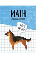 Math Graph Paper Notebook: Blank Graph Note Book Pages - German Shepherd Blue Algebra(128 4x4 Graph Composition Notebook for Kids)