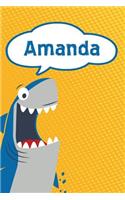 Amanda: Personalized Shark Isometric Dot Paper Notebook for Kids 120 Pages 6x9