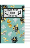 Blank Music Sheet Notebook: Black and Gold watercolor Floral Music sheet. 120 pages 12 blank staves/staff sheets to write in (8.5x11 Inch).