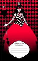 Composition Notebook: Queen of Hearts 5" x 8" notebook, wide ruled 75 pages