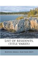 List of Residents. (Title Varies)